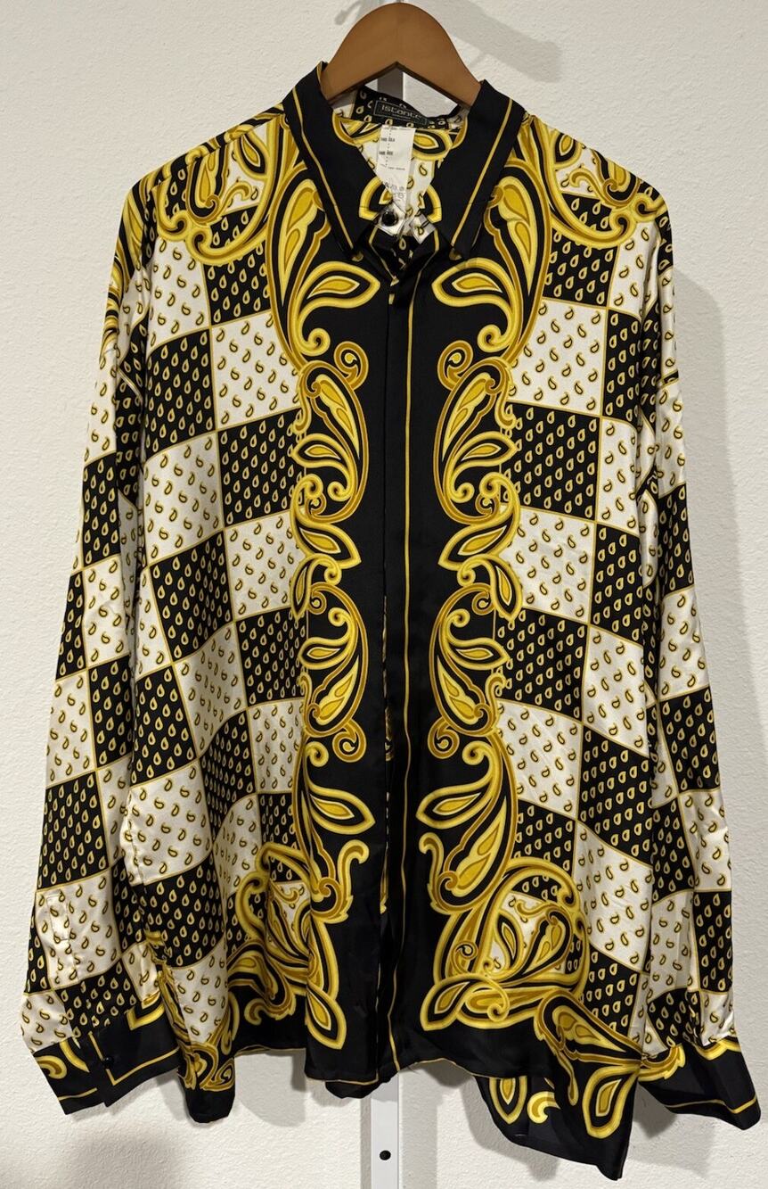 GIANNI VERSACE ISTANTE silk shirt Baroque print size IT 52 from 1990s